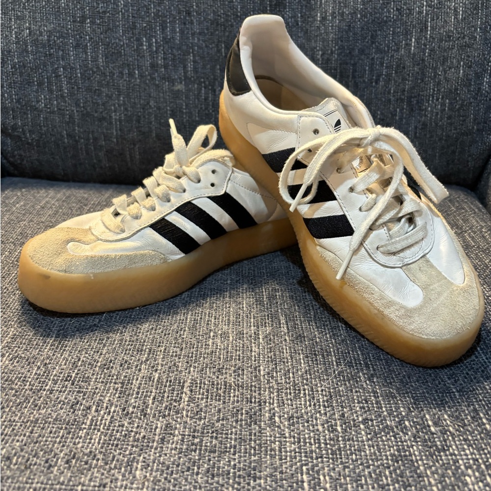 Adidas Samba White and Black Sneakers with Gum Sole